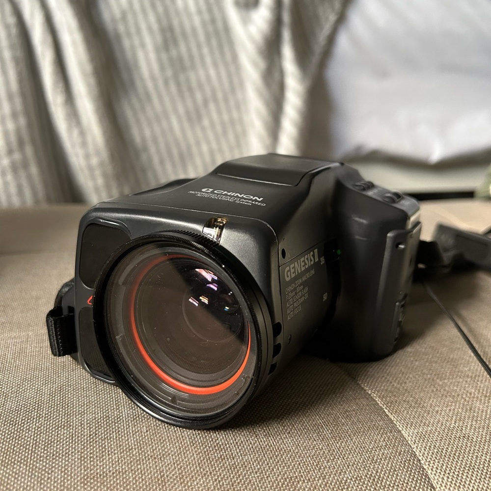 CHINON Genesis II film camera WITH ATTACHMENTS AND BATTERY